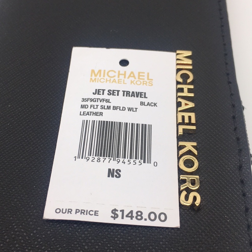 Michael Kors Jet Set Flat Slim Bifold Wallet Black - Picture 4 of 8